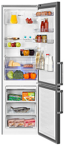 Серебристый двухкамерный холодильник Beko RCNK 356 E 21 X