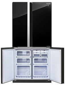 Широкий холодильник с нижней морозильной камерой Sharp SJGX98PBK фото 4 фото 4