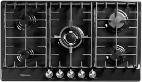 Чёрная газовая варочная панель Kuppersberg FV9TGRZ ANT Silver