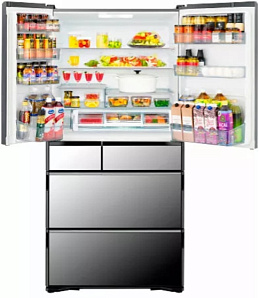 Серебристый холодильник Hitachi R-X 690 GU X фото 2 фото 2