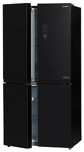 Двухкамерный холодильник с нижней морозильной камерой Hyundai CM5005F черное стекло фото 2 фото 2