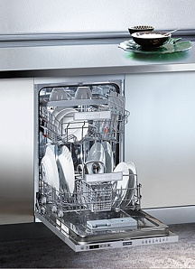 Серебристая узкая посудомоечная машина Franke FDW 4510 E8P E