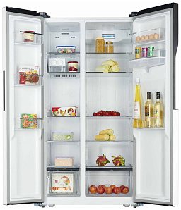 Двухдверный холодильник с ледогенератором WILLMARK SBS-530 WD белый