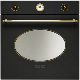 Духовой шкаф чёрного цвета в стиле ретро Smeg SF 805A
