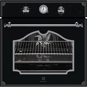 Духовой шкаф чёрного цвета в стиле ретро Electrolux OPEB2650B