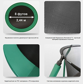 Батут для взрослых Oxygen Fitness Premium 8 ft inside (Dark green) фото 2 фото 2