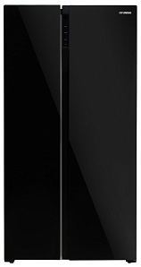 Двухкамерный холодильник шириной 48 см  Hyundai CS5003F черное стекло