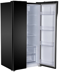Двухстворчатый холодильник с морозильной камерой Hyundai CS6503FV черное стекло фото 4 фото 4