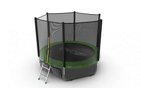 Недорогой батут для детей EVO FITNESS JUMP External + Lower net, 8ft (зеленый) + нижняя сеть фото 2 фото 2