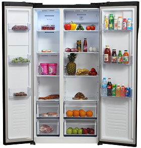 Двухкамерный холодильник шириной 48 см  Hyundai CS5003F черное стекло фото 4 фото 4