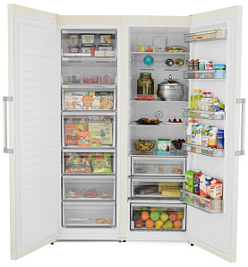 Двухкамерный бежевый холодильник Scandilux SBS 711 EZ 12 B фото 2 фото 2