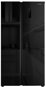 Отдельностоящий двухдверный холодильник Hyundai CS5005FV черное стекло