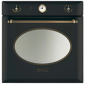 Духовой шкаф чёрного цвета в стиле ретро Smeg SF855AO Coloniale