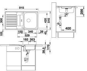 Прямоугольная мойка для кухни Blanco CLASSIC PRO 5 S-IF клапан-автомат InFino®