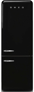Большой чёрный холодильник Smeg FAB38RBL5