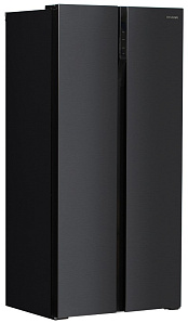 Холодильник с двумя дверями и морозильной камерой Hyundai CS4505F черная сталь