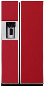 Большой широкий холодильник Iomabe ORE 24 CGFFKB 3004 красное стекло