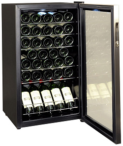 Узкий винный шкаф Climadiff VSV 33 чёрный с серебристой рамкой