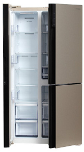 Большой широкий холодильник Hyundai CS5073FV шампань стекло фото 3 фото 3