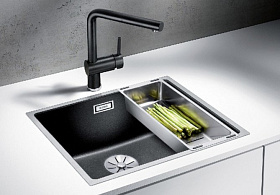 Гранитная кухонная мойка Blanco SUBLINE 500-IF отводная арматура InFino®