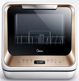 Компактная посудомоечная машина для дачи Midea MCFD 42900 G MINI, золотистая