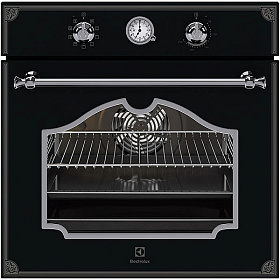 Духовой шкаф чёрного цвета в стиле ретро Electrolux OPEA2350B
