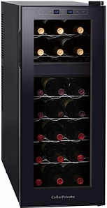 Узкий винный шкаф Cellar Private CP 021-2T черный