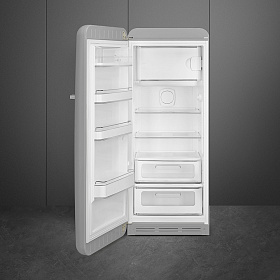 Маленький серебристый холодильник Smeg FAB28LSV3 фото 2 фото 2
