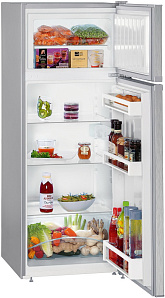 Маленький серебристый холодильник Liebherr CTPel 231