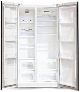 Большой холодильник side by side Ginzzu NFK-605 белый