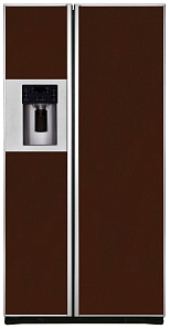 Широкий двухдверный холодильник с морозильной камерой Iomabe ORE 24 CGFFKB 8017 коричневое стекло