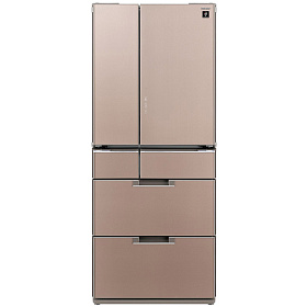 Широкий бежевый холодильник Sharp SJ-GF60AT