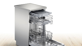 Отдельностоящая серебристая посудомоечная машина 45 см Bosch SRS4HMI3FR фото 2 фото 2