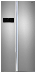Большой холодильник side by side Ginzzu NFK-465 стальной