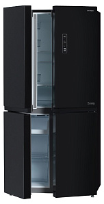Двухкамерный холодильник с нижней морозильной камерой Hyundai CM5005F черное стекло фото 3 фото 3