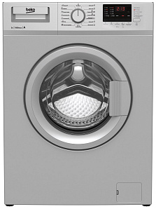 Серебристая стиральная машина Beko WRE 55 P2 BSS