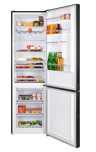 Чёрный холодильник высотой 200 см Maunfeld MFF200NFB