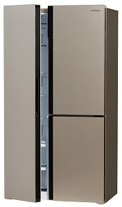 Большой холодильник side by side Hyundai CS5073FV шампань стекло фото 2 фото 2