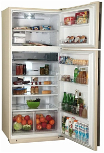 Широкий бежевый холодильник Sharp SJ-XE 55PMBE фото 2 фото 2