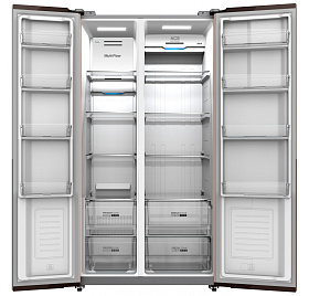 Большой двухдверный холодильник Hyundai CS5005FV нержавеющая сталь фото 2 фото 2