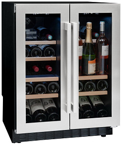 Отдельно стоящий винный шкаф Climadiff Avintage AVU 41 SXDPA чёрный с серебристой рамкой