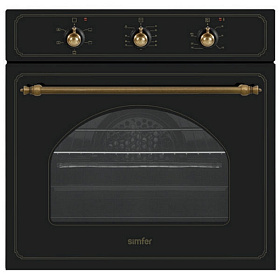 Духовой шкаф чёрного цвета в стиле ретро Simfer B6EL15001