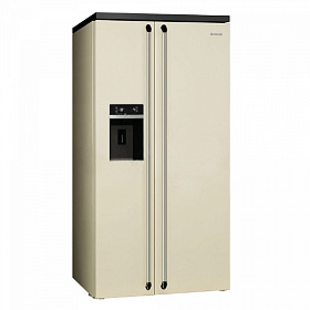 Широкий бежевый холодильник Smeg SBS963P