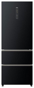 Холодильник шириной 70 см Haier A3FE 742 CGBJRU черное стекло