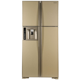 Широкий бежевый холодильник HITACHI R-W662PU3GBE