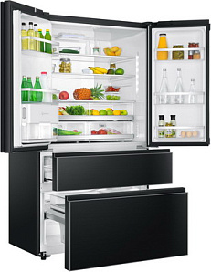 Холодильник с выдвижными ящиками морозилки Haier HB 25 FSNAAA RU black inox фото 3 фото 3
