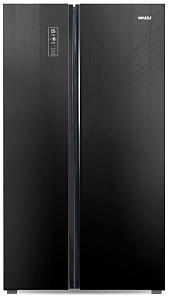 Двухстворчатый чёрный холодильник Ginzzu NFK-530 черный