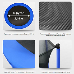 Батут каркасный 8 ft Oxygen Fitness Standard 8 ft inside (Blue) фото 2 фото 2