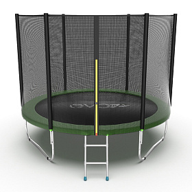 Недорогой батут с сеткой EVO FITNESS JUMP External, 10ft (зеленый)