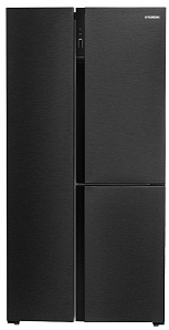 Холодильник Хендай серебристого цвета Hyundai CS5073FV черная сталь